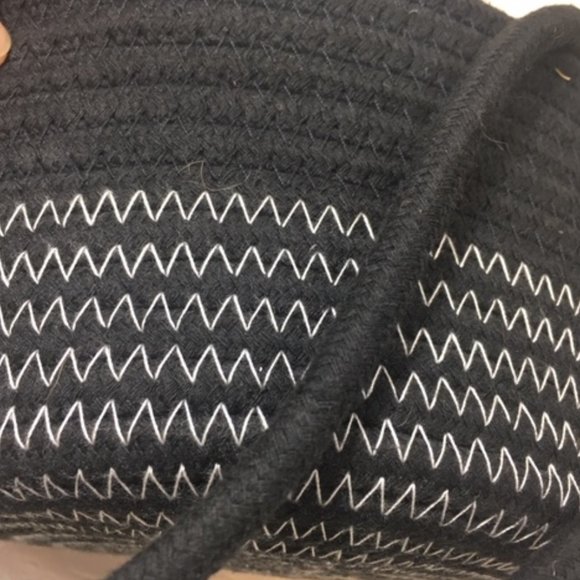 Black Woven 100% Cotton Rope Hanging Plant Veggie Fruit Basket - Picture 13 of 14